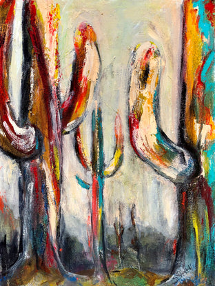 Original art for sale at UGallery.com | Sonoran Trio by Sharon Sieben | $800 | acrylic painting | 24' h x 18' w | photo 1