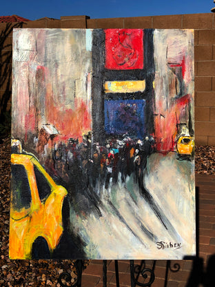 Original art for sale at UGallery.com | Times Square II by Sharon Sieben | $1,225 | acrylic painting | 30' h x 24' w | photo 3