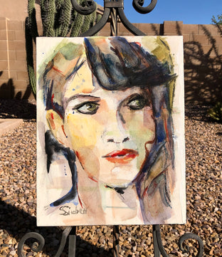 Original art for sale at UGallery.com | I'm Listening by Sharon Sieben | $375 | mixed media artwork | 14' h x 11' w | photo 3