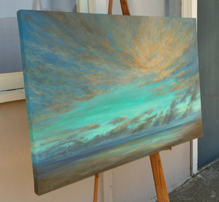 Original art for sale at UGallery.com | Coastal Clouds - Drifting by Sheila Finch | $3,800 | oil painting | 30' h x 48' w | photo 2