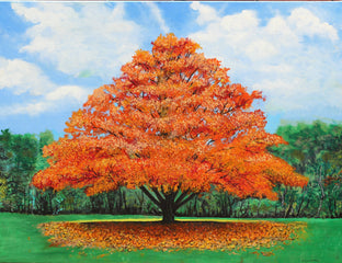 Original art for sale at UGallery.com | Autumn Tree by Shela Goodman | $2,175 | oil painting | 30' h x 40' w | photo 1