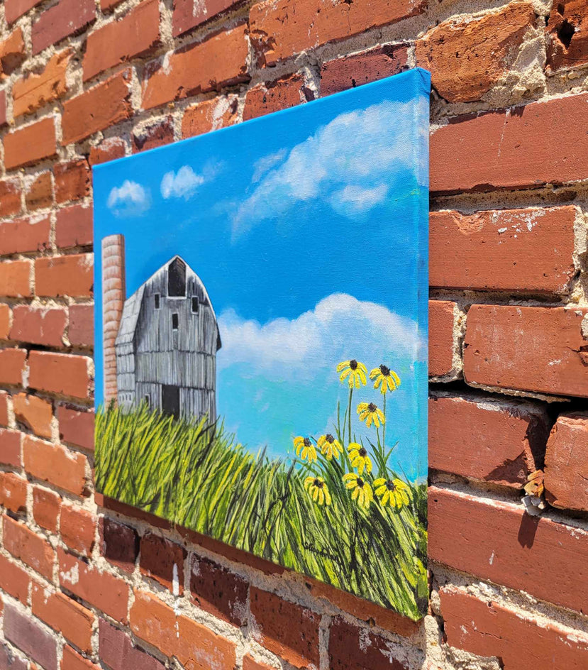 Barn and Silo II by Shela Goodman |  Side View of Artwork 