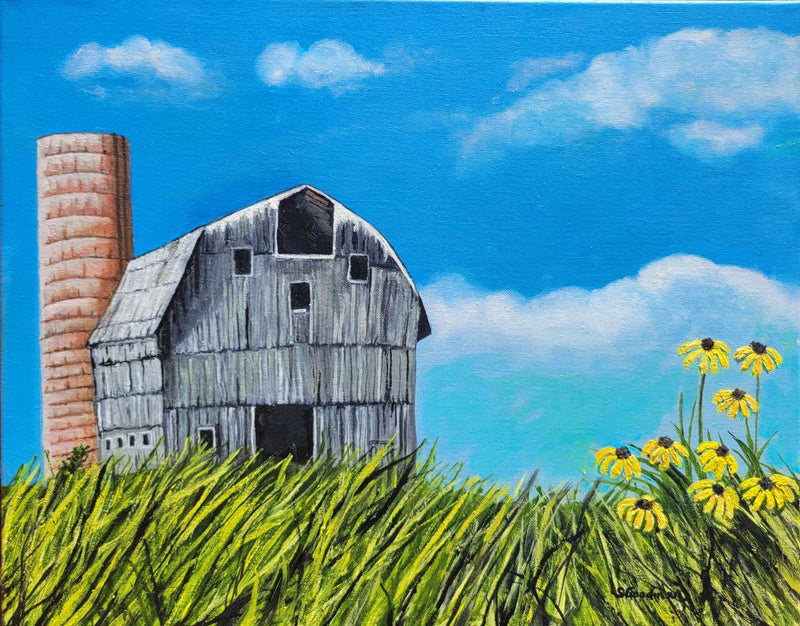【F50号】【油彩】sunday park サンデーパーク原画 oil Barn and Silo II by Shela Goodman - oil painting | UGallery