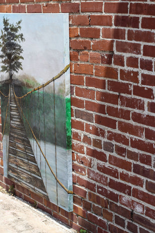 Original art for sale at UGallery.com | Bridge Over the River by Shela Goodman | $3,100 | oil painting | 48' h x 36' w | photo 2