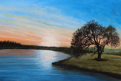 Tree by the River at Sunrise by Shela Goodman | Artwork Main Image