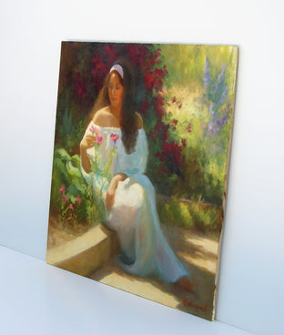 Alana in the Flower Garden by Sherri Aldawood |  Side View of Artwork 