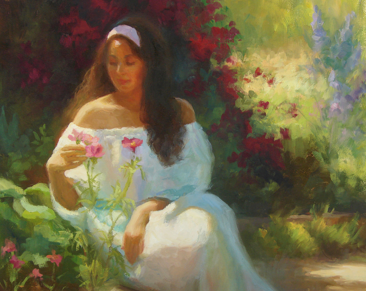Alana in the Flower Garden by Sherri Aldawood |  Closeup View of Artwork 