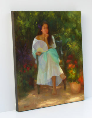 Original art for sale at UGallery.com | Alana with Fan by Sherri Aldawood | $2,050 | oil painting | 24' h x 20' w | photo 2