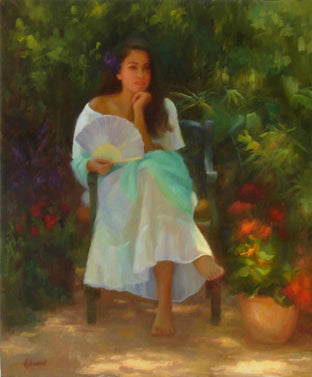 Original art for sale at UGallery.com | Alana with Fan by Sherri Aldawood | $2,050 | oil painting | 24' h x 20' w | photo 1