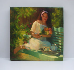 Original art for sale at UGallery.com | Alana with Roses by Sherri Aldawood | $2,450 | oil painting | 24' h x 24' w | photo 2