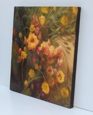 Original art for sale at UGallery.com | Blooming Prickly Pear by Sherri Aldawood | $1,000 | oil painting | 18' h x 18' w | photo 2