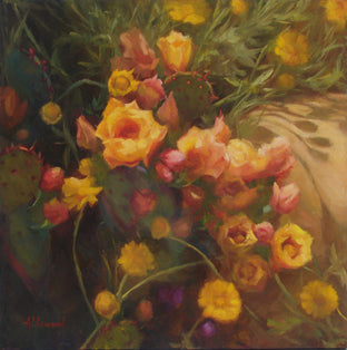 Original art for sale at UGallery.com | Blooming Prickly Pear by Sherri Aldawood | $1,000 | oil painting | 18' h x 18' w | photo 1