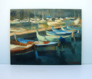 Original art for sale at UGallery.com | Harbor Boats by Sherri Aldawood | $525 | oil painting | 11' h x 14' w | photo 3