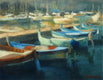 Original art for sale at UGallery.com | Harbor Boats by Sherri Aldawood | $525 | oil painting | 11' h x 14' w | thumbnail 1