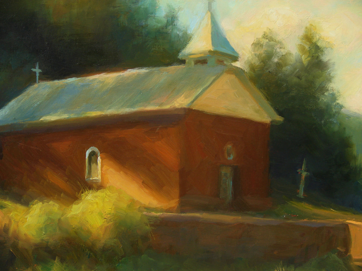 Old New Mexico Church by Sherri Aldawood |  Closeup View of Artwork 