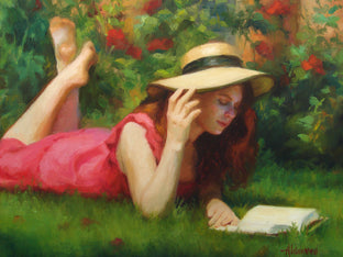 Original art for sale at UGallery.com | Summer Reading by Sherri Aldawood | $975 | oil painting | 12' h x 18' w | photo 4