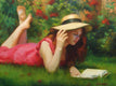 Original art for sale at UGallery.com | Summer Reading by Sherri Aldawood | $975 | oil painting | 12' h x 18' w | thumbnail 4