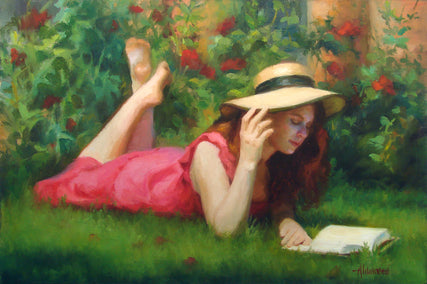 oil painting by Sherri Aldawood titled Summer Reading