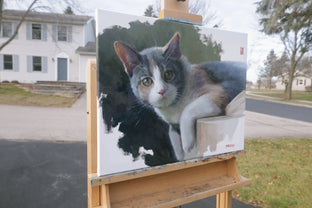 Original art for sale at UGallery.com | Cat - Who Are You by Shuxing Fan | $750 | oil painting | 16' h x 20' w | photo 2