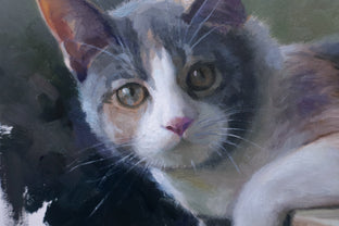 Original art for sale at UGallery.com | Cat - Who Are You by Shuxing Fan | $750 | oil painting | 16' h x 20' w | photo 3