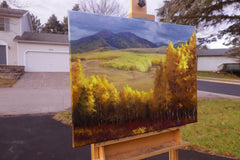 Original art for sale at UGallery.com | Fall Forest by Shuxing Fan | $1,575 | oil painting | 22' h x 28' w | thumbnail 2