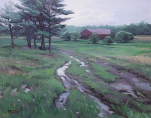 Original art for sale at UGallery.com | Farm Road by Shuxing Fan | $1,575 | oil painting | 22' h x 28' w | photo 1