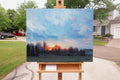 Original art for sale at UGallery.com | Park Sunset by Shuxing Fan | $2,075 | oil painting | 24' h x 30' w | thumbnail 3