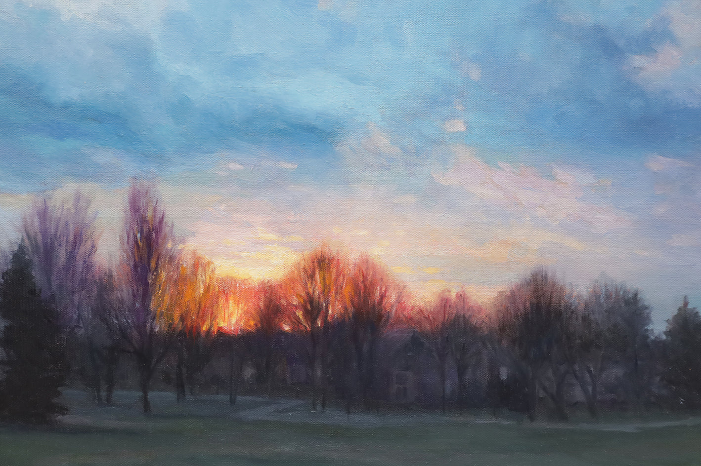 Park Sunset by Shuxing Fan |  Closeup View of Artwork 