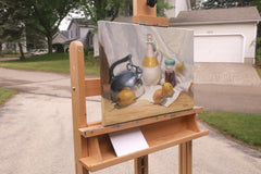 Original art for sale at UGallery.com | Pears and Containers by Shuxing Fan | $775 | oil painting | 12' h x 16' w | thumbnail 2