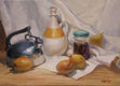 Original art for sale at UGallery.com | Pears and Containers by Shuxing Fan | $775 | oil painting | 12' h x 16' w | thumbnail 1
