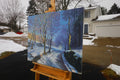 Original art for sale at UGallery.com | Snow Road by Shuxing Fan | $1,775 | oil painting | 24' h x 30' w | thumbnail 2