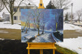 Original art for sale at UGallery.com | Snow Road by Shuxing Fan | $1,775 | oil painting | 24' h x 30' w | thumbnail 4
