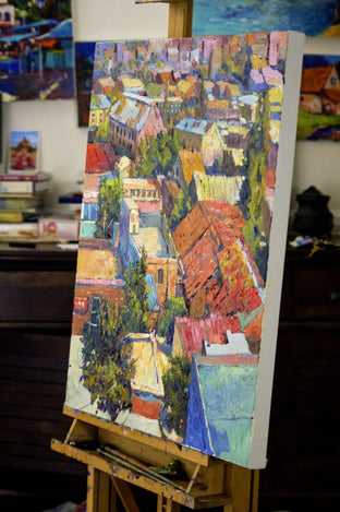 Original art for sale at UGallery.com | Roofs of Forgotten Town by Suren Nersisyan | $1,700 | oil painting | 28' h x 22' w | photo 4