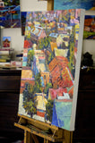 Original art for sale at UGallery.com | Roofs of Forgotten Town by Suren Nersisyan | $1,700 | oil painting | 28' h x 22' w | thumbnail 4