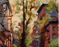 Original art for sale at UGallery.com | Sidewalk Cafe in Greenwich Village by Jonelle Summerfield | $550 | oil painting | 16' h x 20' w | thumbnail 3