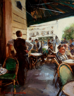 Sidewalk Cafe in Paris III by Jonelle Summerfield |  Side View of Artwork 