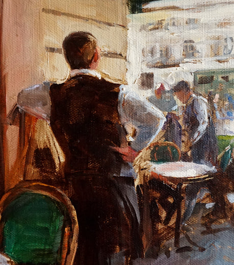 Sidewalk Cafe in Paris III by Jonelle Summerfield |   Closeup View of Artwork 
