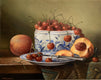 Original art for sale at UGallery.com | Sill Life with Cherry and Peach by Nikolay Rizhankov | $675 | oil painting | 11' h x 14' w | thumbnail 1