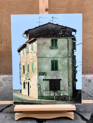 Original art for sale at UGallery.com | Casa con Antenne by Simone Giaiacopi | $1,700 | oil painting | 22.8' h x 17.7' w | photo 3