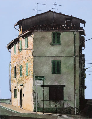 Original art for sale at UGallery.com | Casa con Antenne by Simone Giaiacopi | $1,700 | oil painting | 22.8' h x 17.7' w | photo 1