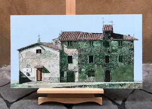 Original art for sale at UGallery.com | Casa con Chiesa by Simone Giaiacopi | $2,000 | oil painting | 17.3' h x 31' w | photo 3