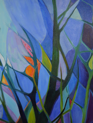 Original art for sale at UGallery.com | Singing Trees, Night by Julia Hacker | $1,800 | oil painting | 35' h x 35' w | photo 4