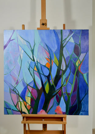 Original art for sale at UGallery.com | Singing Trees, Night by Julia Hacker | $1,800 | oil painting | 35' h x 35' w | photo 3