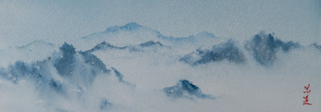 Original art for sale at UGallery.com | Mountain Reverie Series 3 by Siyuan Ma | $275 | watercolor painting | 4.3' h x 12' w | thumbnail 1
