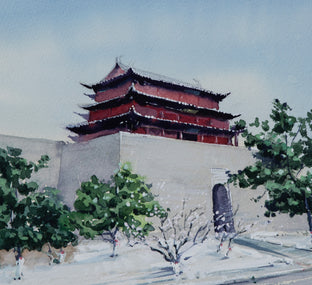 Watercolor Impressions of Chinese Architecture 16 by Siyuan Ma |   Closeup View of Artwork 