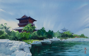 Original art for sale at UGallery.com | Watercolor Impressions of Chinese Architecture 9 by Siyuan Ma | $375 | watercolor painting | 8.7' h x 13.7' w | photo 1