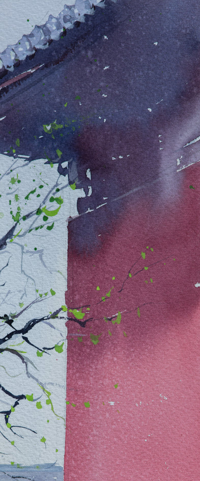 Watercolor Impressions of Chinese Architecture 1 by Siyuan Ma |  Closeup View of Artwork 