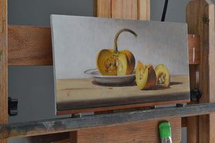 Original art for sale at UGallery.com | Small Pumpkin by Christopher Garvey | $400 | oil painting | 6' h x 13' w | photo 2