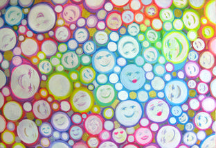 Original art for sale at UGallery.com | Smiling Faces by Natasha Tayles | $900 | acrylic painting | 24' h x 36' w | photo 1