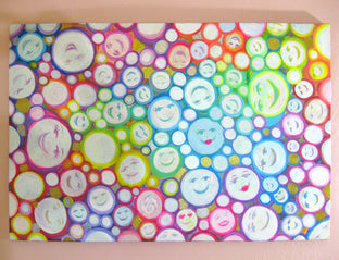 Original art for sale at UGallery.com | Smiling Faces by Natasha Tayles | $900 | acrylic painting | 24' h x 36' w | photo 3